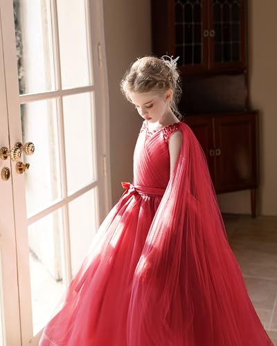 Flower Girls Tulle Dress Bridesmaid Formal Wedding Kids Pageant Princess Prom Birthday Party Ball Gown4