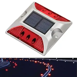Epyz Solar Road Stud Light Outdoor Waterproof 6 LED Deck Lights for Driveway, Dock, Markers, Step, Staircase, Garden, Ground [ Aluminium Alloy] [ Pack of 1, Red Flashing ]