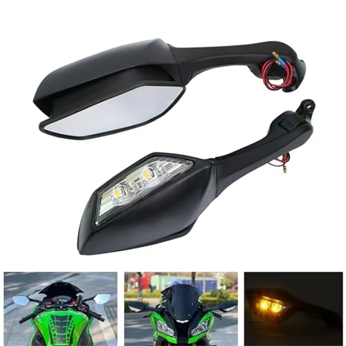 Espejos laterales con luz de señal giro LED para Ninja ZX 10R y H2 6