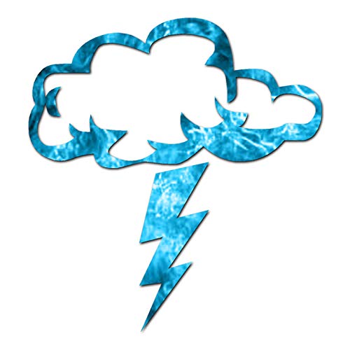 Image of Storm Cloud Lightning Bolt - Vinyl Decal Sticker - 3.75 inch x 4 inch - Blue Flames