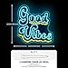 JanHune Good Vibes Neon Sign LED Neon Signs for Wall Decor Dimmable Neon Lights Signs USB Powered Neon Lights for Bedroom Wall,Game Room Bar Party Boys Room Decor Gifts (13.9 x 12.4 inch) Ice Blue Bright Yellow