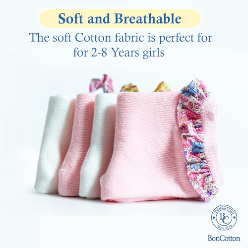 Girls Toddler Ruffle Cotton Summer Socks - Dress White Uniform Ankle Socks 4 Pairs3
