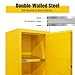 Flammable Cabinet, 18 Gallon Hazardous Storage Cabinets, Galvanized Steel Safety Storage Cabinet, Adjustable Shelf Fireproof Cabinet, for Commercial Industrial and Home Use, Yellow, 35H x 18W x 18.2D