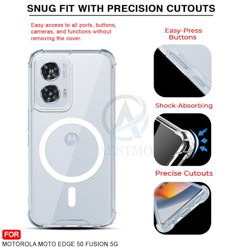 Image of AESTMO Clear Back Cover for Moto Edge 50 Fusion /Moto G85 5G | 360 Protection | Transparent Back Cover (PC + TPU, Compatible with MagSafe Accessories, Transparent Bumper)
