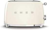 SMEG TSF01 2-Slice Retro Toaster Cream - 6 Browning Levels, Defrost, Bagel, Reheat, Removable Crumb Tray