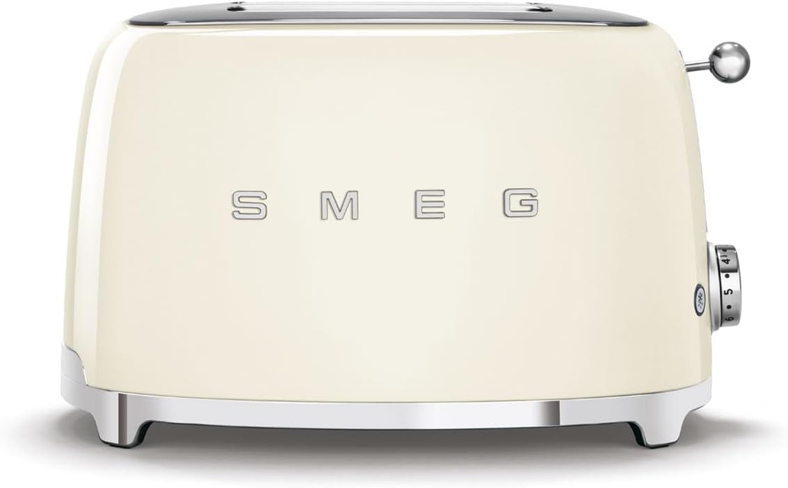 2 Slice Toaster with 6 Presets and Defrost Function and Removable Crumb Tray (Cream)