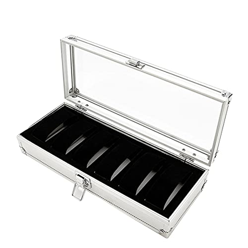 Tevimpeya Boîte de Montre Bracelet De Cas De Stockage D'affichage avec Serrure à Clé PVC Top Titulaires De La Montre Étanche Verrouillable pour 6 Montres Cover
