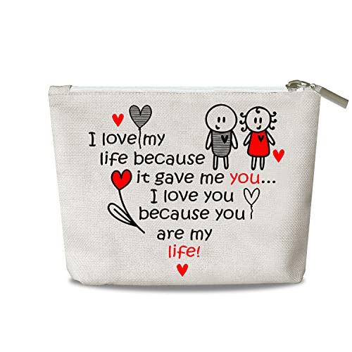 Bolsa de maquiagem para namorada para mulheres, presente para namorada do namorado, presente de dia dos namorados, presentes de Natal e aniversário para esposa