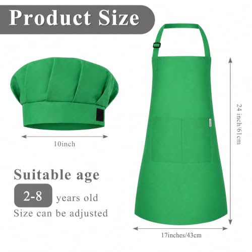 Image of uniformer Kids Apron with Chef Cap for Cooking, Baking, Painting Art & Crafts | Adjustable Child Apron with 2 Pockets | Great for Kitchen, School
