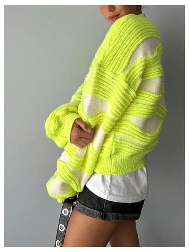 GORGLITTER Women's Knit Oversized Sweaters Long Sleeve Crew Neck Lightweight Fall Sweater2