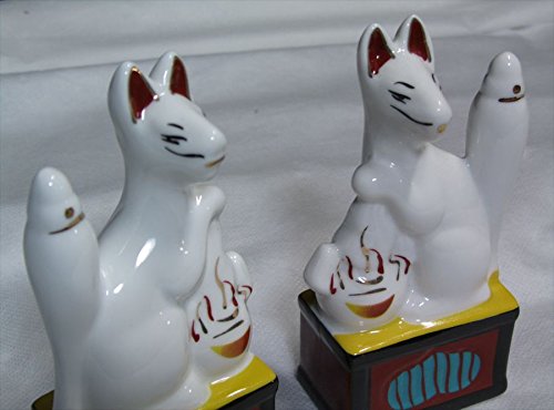 陶器 お稲荷様の彫刻 約15cm