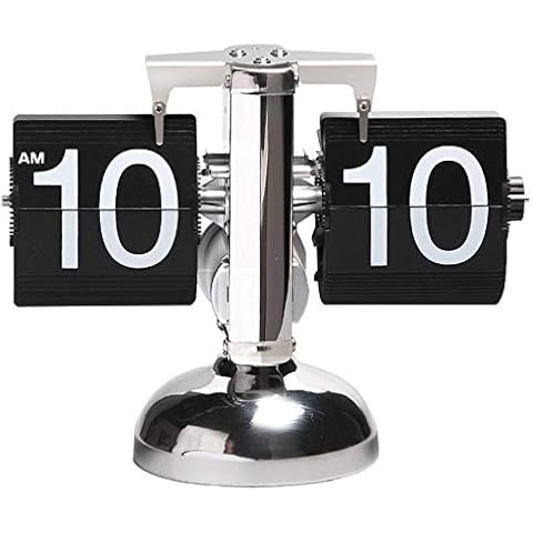 CSZZL Table Clock Flip Clock Retro Alarm Clock Desk Shelf Design Clock Car Flip Retro Table Clocks Metal European Style Decoration Table Clock Black Cover
