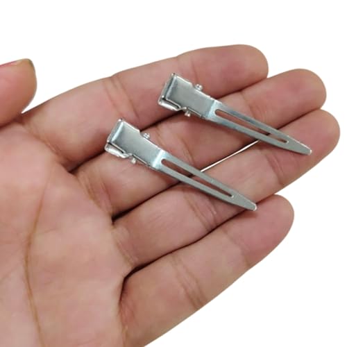 Image of ROSAURA (4.5 CM 50 Pcs) Alloy Steel Single Prong Alligator Hair Clips Base for DIY Hair Accessories, Barrette Hair Clips for Bow Making, Salon, and Hair Styling (Silver Sharp)