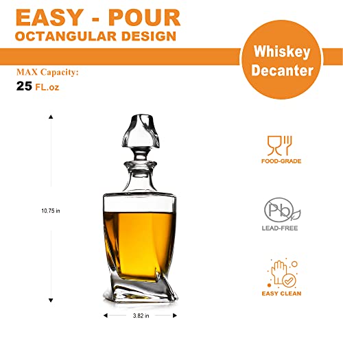 image for LUXU Whiskey Decanter,Twisted Whiskey Decanter with Stopper,Premium 25