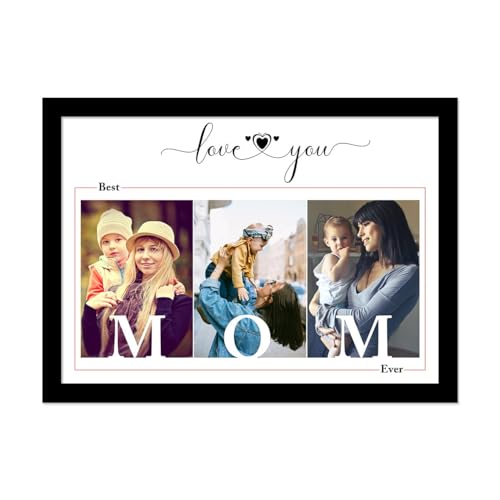 Image of Make Your Mother Smile This Mothers Day with the Custom Print with Photo Upload, Personalized Frame For Living Room, Decorative Home Decor Wall Hanging (Black, A4)