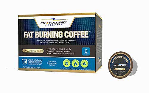 Fat Burning Keto Coffee K Cup Pods- Organic Colombian Roast Infused With Green Tea Antioxidants, Skinny Diet Friendly, Fitness & Weight Loss Friendly, And Metabolism Boosting