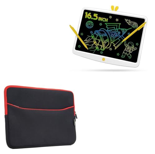 BoxWave Case Compatible with GIGART TGB16 (16.5 in) - SoftSuit with Pocket, Soft Pouch Neoprene Cover Sleeve Zipper Pocket - Jet Black with Red Trim