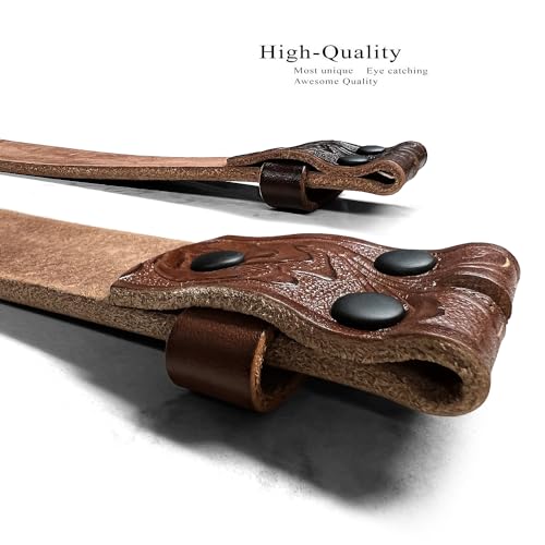 Mens Heavy-Duty (4.8~5.8 mm thick) Genuine Full Grain Leather Belt Strap 1-1/2"(38mm) Wide4