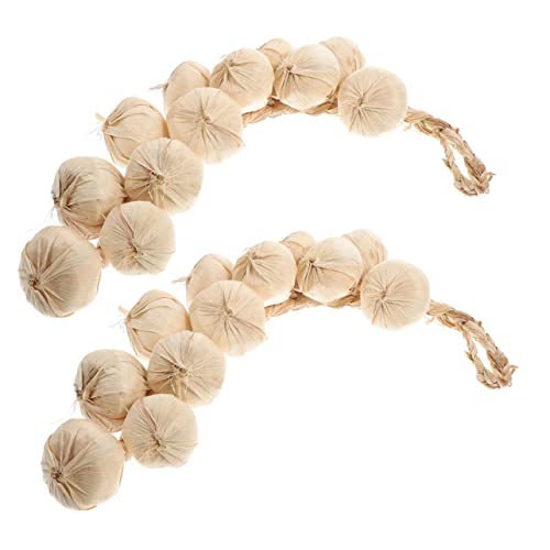 ARTIBETTER 2pcs Strings Simulated Garlic Hanging Skewers Foam Garlic Ornament Garlic Decoration Faux Garlic on a Rope Simulation Vegetable Chili Pepper Decorations Halloween White