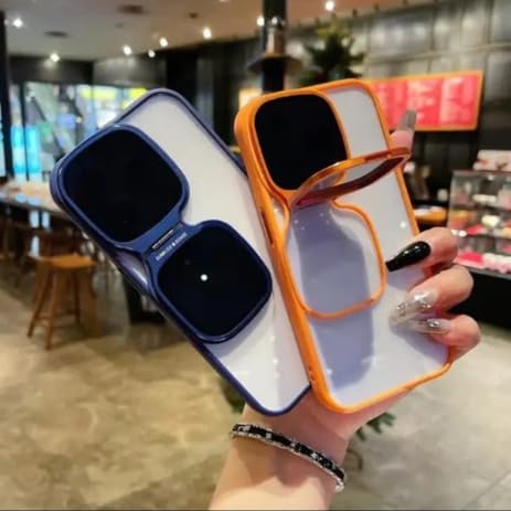 Image of Back Cover Case for iPhone 14 Shockproof Protective Eclipse Metal Stand Sunglasses Case(Orange)