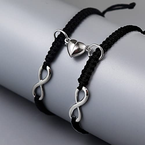 Image of COLORFUL BLING 2Pcs Infinity Distance Couple Braided Handcrafted Luck Bracelet Bangle Adjustable Rope His and Hers Wristband Wrist Jewelry