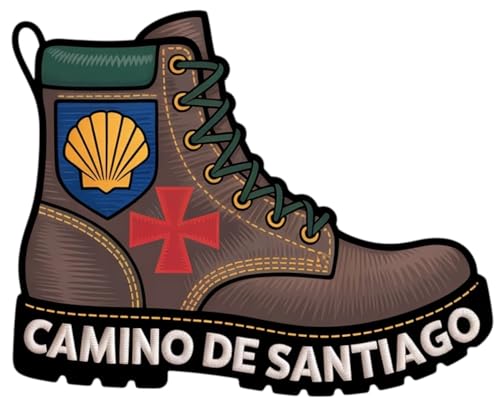 Camino De Santiago Patch Embroidered Iron-on/Sew-on Badge (4 Inch) Saint James Way Buen Camino Boot Emblem Scallop Souvenir Gift Patches