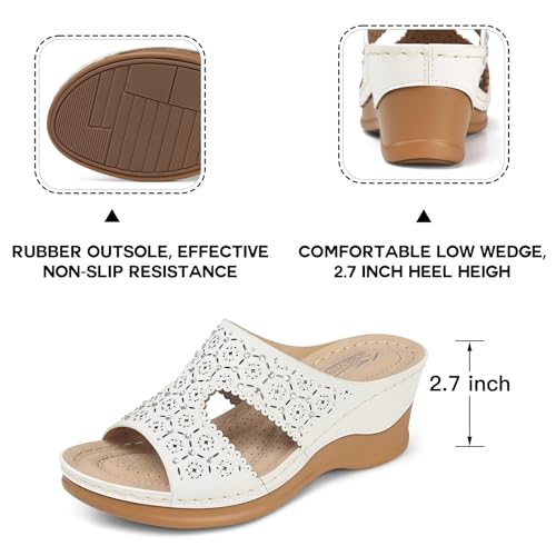 Image of SHIBEVER Wedge Sandals for Women Dressy: Summer Slip On Womens - Slide Comfortable Walking Platform Sandals
