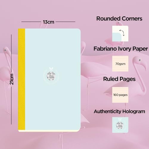 Image of flexbook Smartbook Notebook Ruled Light Blue /Green | Medium | 13x21cm - A5 (Minus) | 160 pages | 70gsm Fabriano Ivory Paper | Colorful Eco Paper Cover | with Yellow linen spine