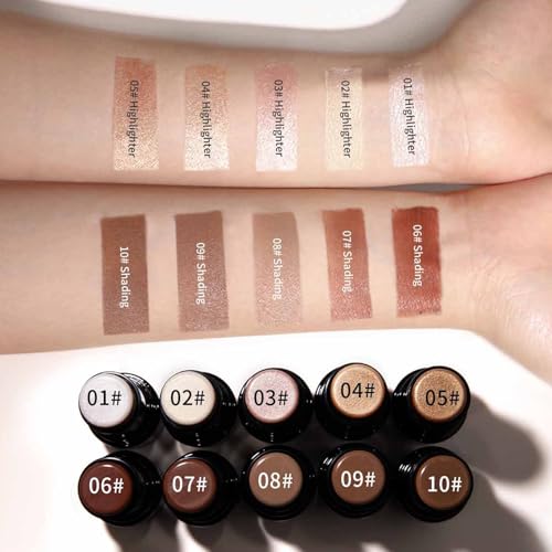 Contour Stick, Waterproof Cream Bronzer Stick Milti-Use Bronzer, Smooth Texture Matte Finish Natural Look Contour Wand, Contouring & Highlighting Cream Contour Makeup Stick For Face Neck Body (08) - Image 4