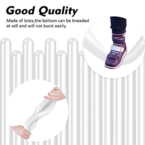 Rimobul 100Pcs 260Q Twisting Animal Balloons Thickening Latex Twisting Modeling Long Magic Balloons For Animal Shape,Birthdays,Clowns(White) #TOP3