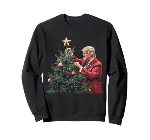 Image of Donald Trump Traditional Christmas Tree Xmas USA President Sweatshirt