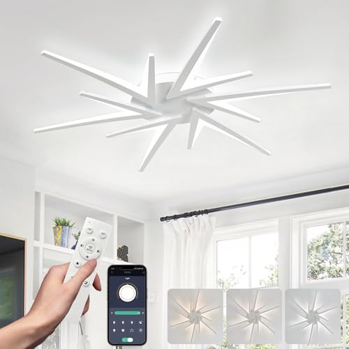 AQLEDY Lampadario LED a Soffitto Grande - Moderno Plafoniera Dimmerabile per Soggiorno e Camera Da Letto, 72W 7200lm 3000K-6000K Con Telecomando