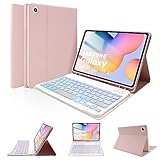 LAMA Backlit Keyboard Case for Samsung Galaxy S6 Lite 10.4' 2024/2022/2020 Case with Keyboard, Detachable Thin Case with S Pen Holder for S6 Lite 10.4' (SM-P610/P613/P615/P619/P620/P625/P627), Pink