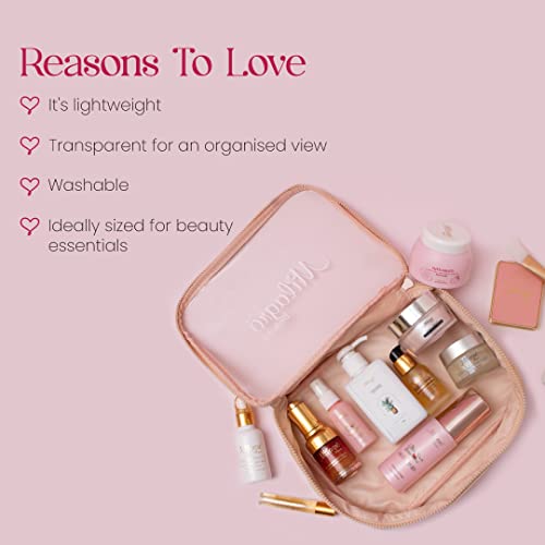 Image of Milagro Beauty Cosmetic Organizer Makeup Bag | Portable Travel Pouch for Brushes, Toiletries, & Cosmetics Items | Double Zipper, Clear Window Grooming Kit & Makeup Storage (24x19x6cm)