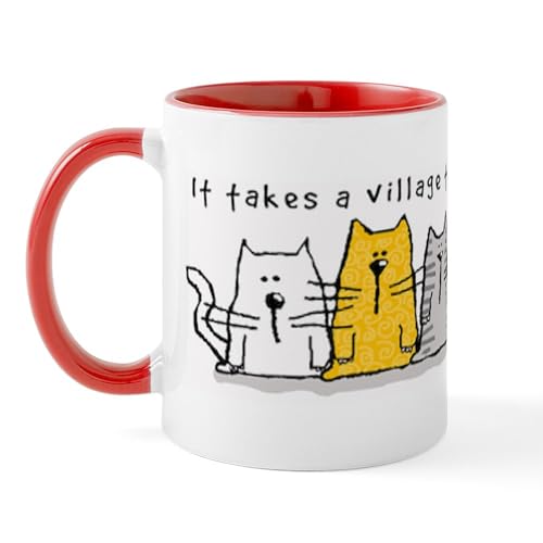 CafePress Takes A Village Help Cats Mug 11 oz (325 ml) Ceramic Coffee Mug