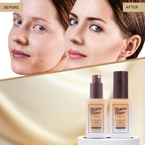 Image of Fashion Colour Platinum 24H Long-Wear Liquid Foundation With Skincare | Professional Use | Waterproof Formula | Silky Texture | Foundation for Women Dry Skin | (SUGAR, 30g)