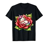magico unicorno assonnato su aiuola, pony rosso maglietta