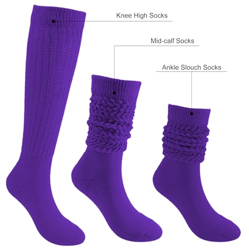 Image of DOOVID Slouch Knee High Cotton Long Scrunch Boot Socks for Women