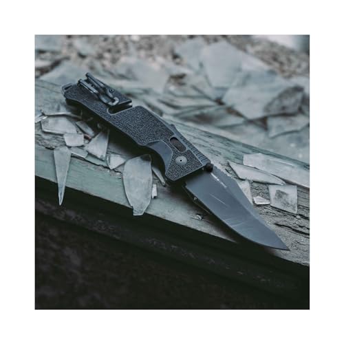 SOG Trident at Ambidextrous Professional Straight Folding Knife | Heat-Treated CRYO D2 3.75" Stainless Steel Blade, Blackout - Image 6
