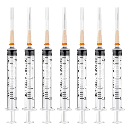 30 piezas jeringa de plástico de 2,5 ml con agujas con tapas, Jeringas de tubo de plástico, jeringas desechables pequeñas, jeringas dosificadoras de líquidos para aficionados y bricolaje, embalajes s