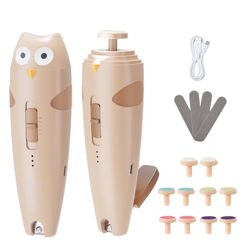 Image of Lictin 2 in 1 Baby Nail Trimmer Electric, Safe Baby Nail File Kit Rechargeable, Baby Nail Clippers with Auto Light for Newborn, Infant, Toddler, Kids, 10 Replacement Grinding Heads, Trim and Polish