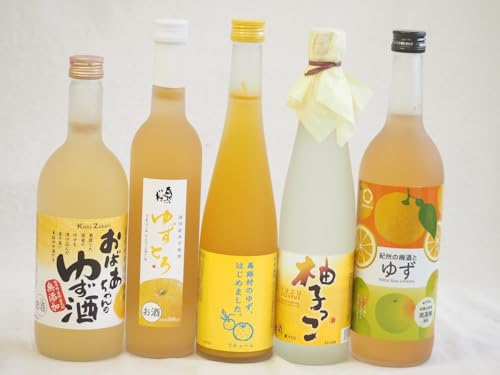 大人のリラックスタイムにぴったりなゆず酒5本セット 国内産ゆず使用ゆずとろ 7% (福島県) 柚子っこ7% (愛知県) 馬路村のゆず はじめました ゆず梅酒7% 国産ゆず100%おばあちゃんのゆず酒 7度 紀州の梅酒とゆず12度 500ml×3本 720m