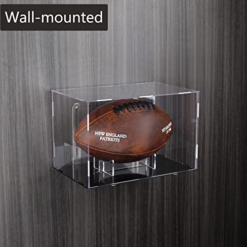 Clear Football Display Case,Memorabilia Display Box Cases for Football or Memorial Sports Gloves,with Steel Brackets Hanger & Removable Interior Football Display Stand(11.8x7.9x7.9 inch; 30x20x20 cm) - Image 6