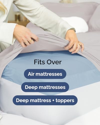 Image of Extra Deep Flex Top Split Head King Sheet Set - 6 Piece Breathable and Cooling Sheets - Hotel Luxury Bedding for Women, Men, Kids & Teens - Easy Secure Fit - Extra Deep Pockets - Light Grey