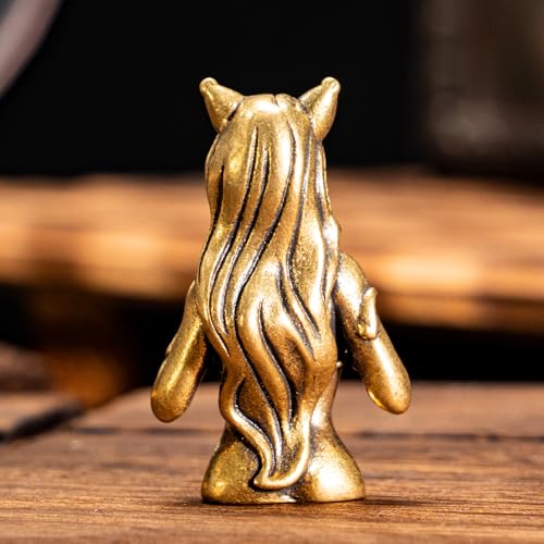 Estatua vintage de niña con orejas de gato en latón miniatura 3