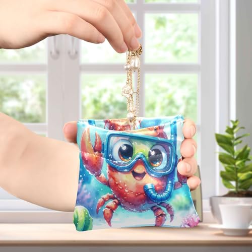Cute Crab Underwater Coin Purse Leather Pouch Change Purse, Squeeze Coin Pouch for Cards, Keys & Lipsticks, Unisex4