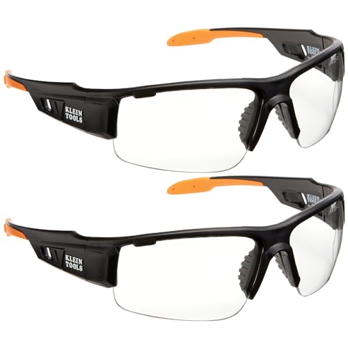 KLEIN TOOLS Safety Glasses, Professional PPE Protective Eyewear with Semi Frame, Scratch Resistant, Anti-Fog, Clear Wide Lens, 2-Pack