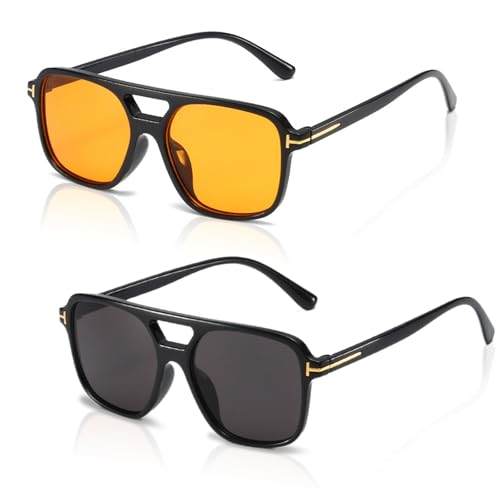 SAIIURV 2 Pezzi Occhiali da Sole, Occhiali da Sole Retrò
