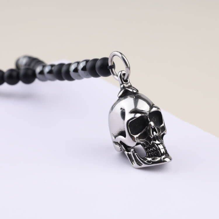 GAVU Men's Gothic Crystal Beaded Skull Necklace for Men Crystal Beaded Necklace for Men4