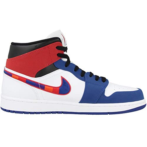 Image of Nike Men's Air Jordan 1 Mid Se Basketball Shoes, White Univ Red Rush Blue Black, 11.5 Men